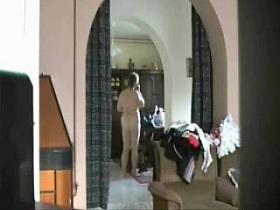 Hidden cam in my house when milf was home alone