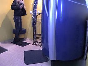 Long hair blonde takes off all her clothes