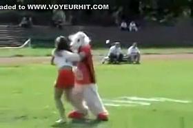 Cheerleader exposed at game