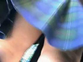 Sexy school girl gets her ass on tape by an upskirt voyeur.