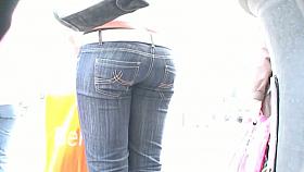 lovely street candid tight ass in jeans wriggling down the street