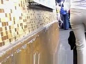 Sexy ass milf waiting for train