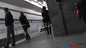 Excellent upskirt sexy woman presents her underwear