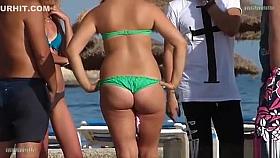 Girl in green bikini with sexy ass