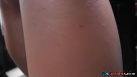 Brunette Hair female upskirt on the bus