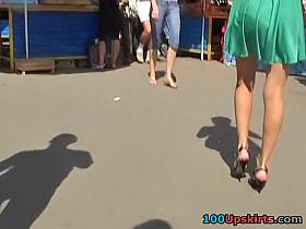 Leggy girl's up skirt in the sreet