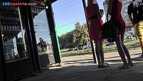 Real upskirts by this blonde dame look seductive