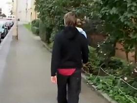 Crazy dude pulling their pants off