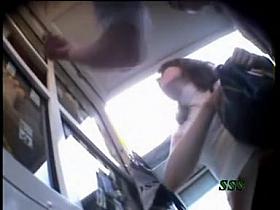 Sexy upskirt on the public transport shot on candid vid