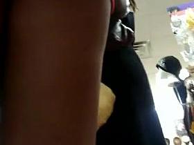 red shorts ass cheeks candid