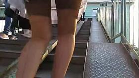 Stockings upskirt upstairs