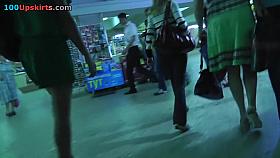 Great upskirt flash on the stairs