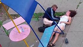 Drunk couple fuck on the playground