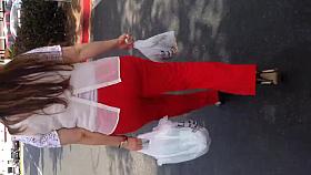 Nice booty Mexican Milf in red dress