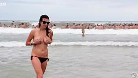 Naked Canadian students having tremendous fun at the beach