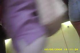 ebony with nice ass in booty shorts(hidden cam)