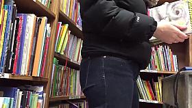 Tight jeans candid bookstore