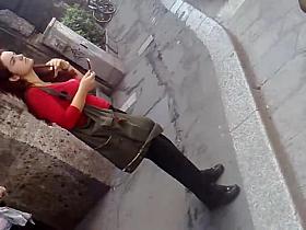 candid Busty italian redhead