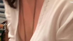 Intriguing brunette and her desirable cleavage