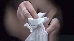 White panties girl caught peeing