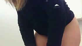 Girl dries trimmed pussy with paper on hidden pee cam