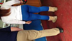 Fat ass Armenia in blue leggings