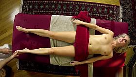 Groped teen fucked deeply by masseur