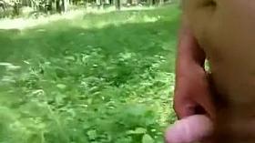 Naked in the forest and jerking off to a mushroom picker