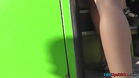 Golden-Haired honey in upskirt closeup vid