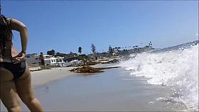 Candid Latina Big Fat Ass on Beach