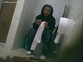 Hidden toilet cam catches chubby Latina chick pissing