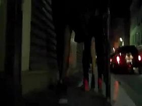 Voyeur girls heels & stockings walking