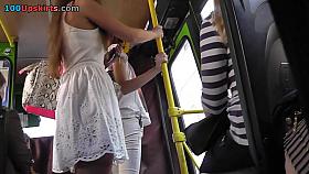 Raven-haired chick in thong caught by cameraman