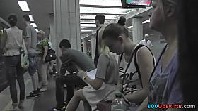 Flabby arse under a-line skirt in upskirt video