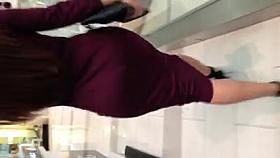 Sexy fat white ass in see thru skirt