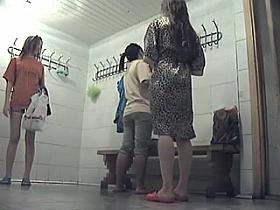 Three girl in the locker room