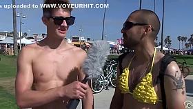 Nasty student grabs the tits of the Californian babes