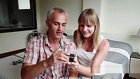 Teen couple making sex tape outdoor