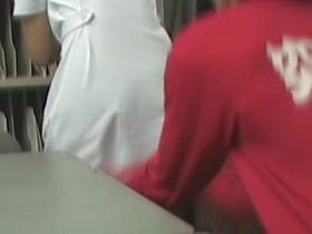 Japan woman wearing lilac panty on sharking movie