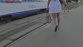 sheer panty upskirt footage of a hot brunette