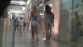 Street voyeur view of girls sexy legs and ass in stockings