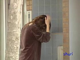 Shy attractive honey playing with her phone during quick sharking scene