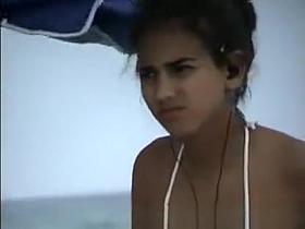 changing at beach topless