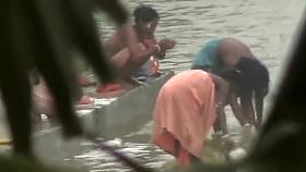 Indian wives wash their breasts