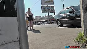 A-line skirt on the skinny ass in accidental upskirt