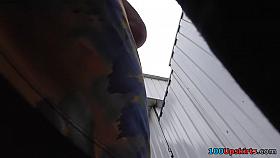 Cute redhead doll waving her arse upskirt