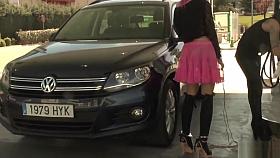 Blonde in bondage disgraced at gas station