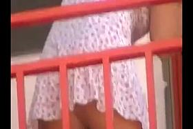 Upskirt Slit On Balcony