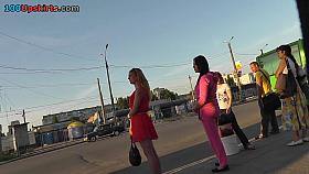 Exciting upskirt view of a sexy blonde hottie