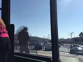 Store worker wearing black leggings